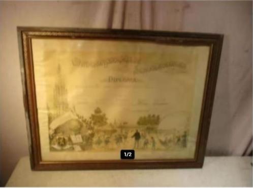 Oud Diploma van 1907 - Onderwijzersgilde Schoolkolonies, Antiek en Kunst, Curiosa en Brocante, Ophalen of Verzenden
