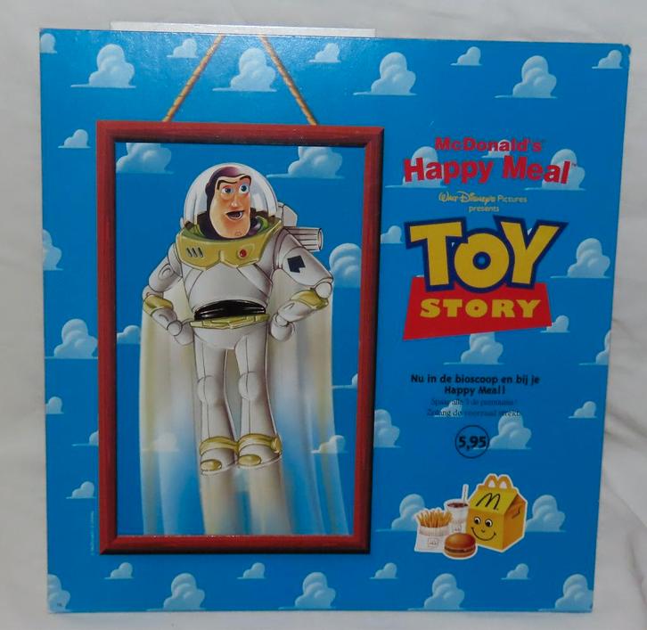 Vintage mcDonalds kartonnen restaurant reclame TOY STORY, Verzamelen, Merken en Reclamevoorwerpen, Zo goed als nieuw, Reclamebord