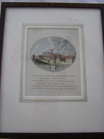 Antieke gravure Dorp ter Heiden 18e eeuw handgekl, ingelijst, Ophalen of Verzenden