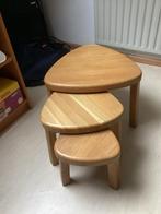 Licht eiken Bijzettafelset - 3 stuks, Minder dan 45 cm, Minder dan 55 cm, Ophalen of Verzenden, Zo goed als nieuw