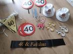 Feestpakket 40 jaar (slingers, hoedjes, lint, etc.), Ophalen of Verzenden, Zo goed als nieuw, Versiering, Verjaardag