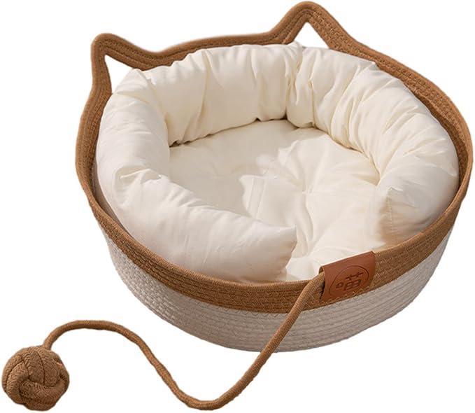 Kattenmandje met oren en speeltouw, Dieren en Toebehoren, Kattenmanden, Nieuw, Ophalen of Verzenden