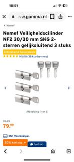 3 Nemef Cilinders SKG 2-sterren Nieuw, Doe-het-zelf en Verbouw, Hang- en Sluitwerk, Ophalen, Nieuw, Slot
