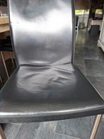 4 zwart lederen eetkamer stoelen, Huis en Inrichting, Stoelen, Ophalen of Verzenden, Gebruikt, Zwart, Vier