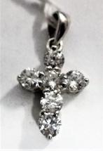 Mooi flonkerend zilveren hangertje, kruisje met zirkonia \, Ophalen, Zo goed als nieuw, Kruis of Symbool, Zilver