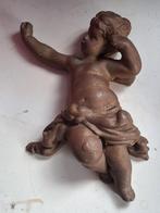 Wand engel van steen met brons patine, Antiek en Kunst, Curiosa en Brocante, Ophalen of Verzenden