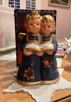 Windlicht 2 engeltjes donkerblauw, Diversen, Kerst, Ophalen of Verzenden, Zo goed als nieuw