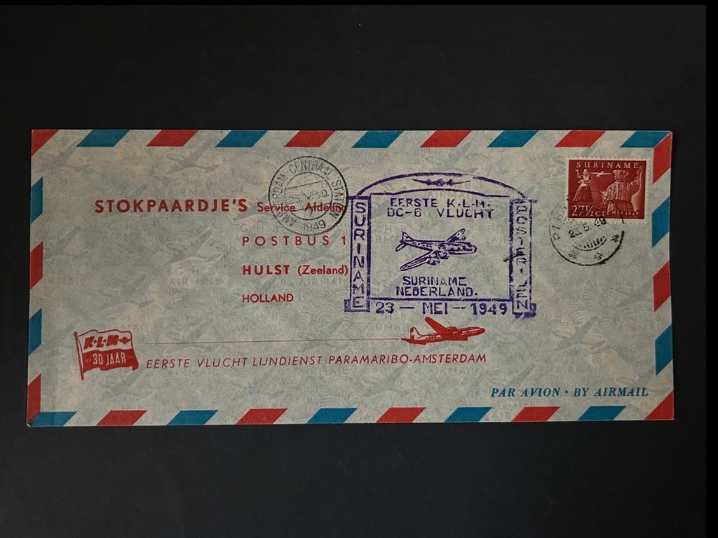 ≥ First Flight Envelop, Amsterdam - Paramaribo per D -6 — Luchtvaart en ...