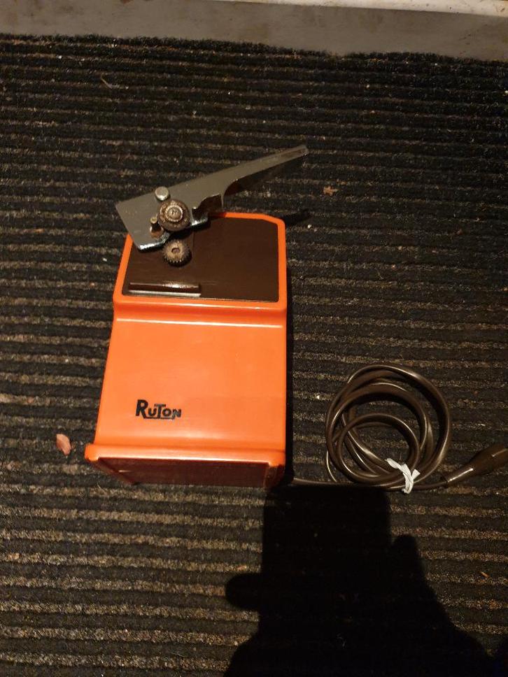 vintage oude oranje ruton blikopener blik elektrisch retro, Verzamelen, Retro, Huis en Inrichting, Ophalen of Verzenden