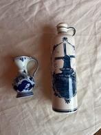 Delfts Blauw kannetje en jeneverkruik, Gebruikt, Porselein of Keramiek, Schaal, Ophalen of Verzenden