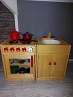 Retro stevige houten keuken,  met accessoires, Kinderen en Baby's, Speelgoed | Houten speelgoed, Ophalen, Gebruikt, Meubelstuk of Keukentje
