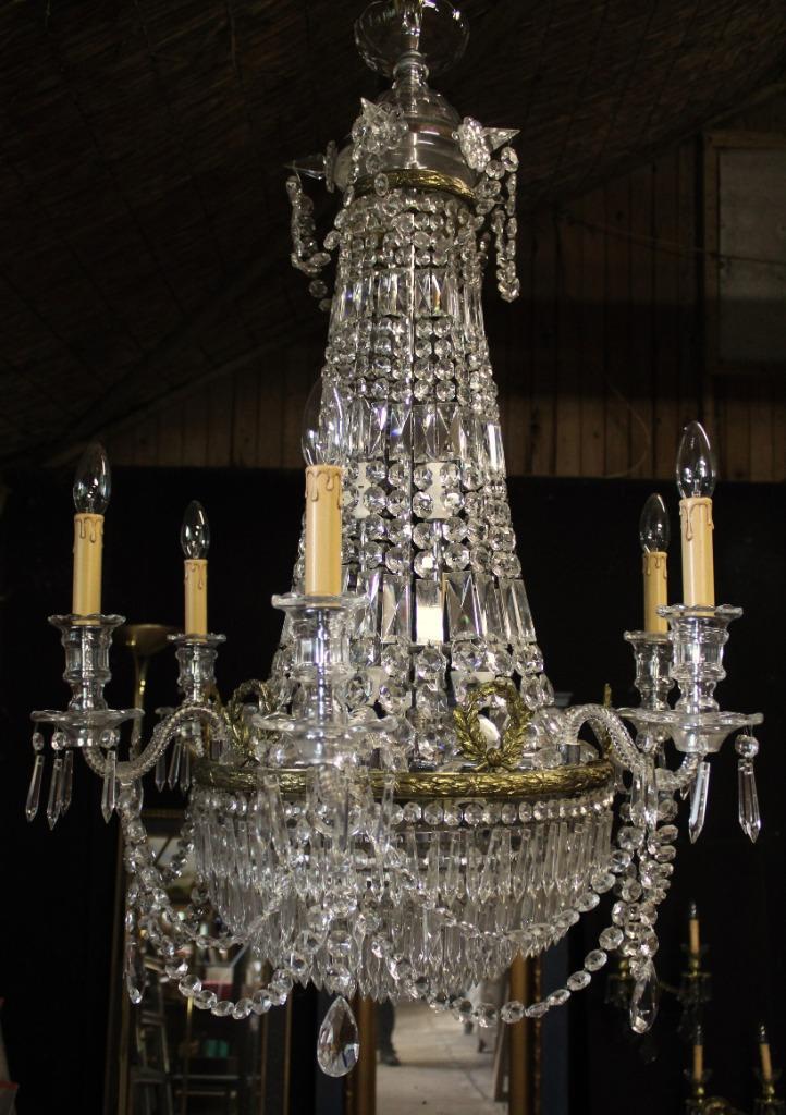 Set van 2 identieke Boheems kristallen kroonluchters., Huis en Inrichting, Lampen | Kroonluchters, Zo goed als nieuw, Ophalen