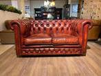 Engelse chesterfield zithoek 2 zits bank + club Oxblood rood, Ophalen of Verzenden