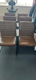6 Bruine Eetkamerstoelen - Goede Staat!, Ophalen, Gebruikt, Bruin, Metaal