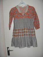 Lange vintage beige oranje katoenen hoody jurk mt 128 prima, Gebruikt, Meisje, Ophalen of Verzenden, Jurk of Rok