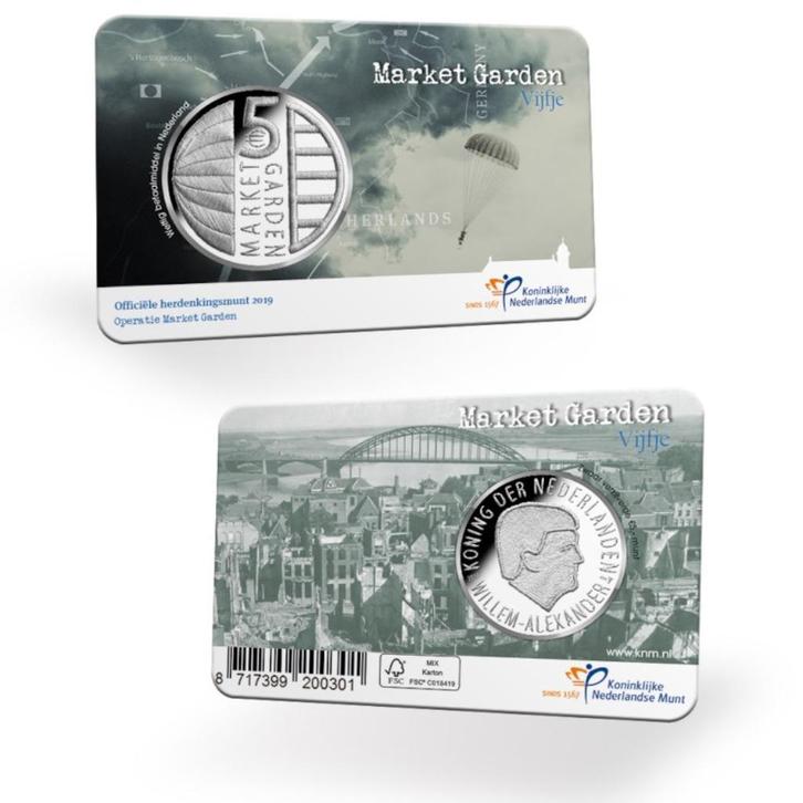 5 Euro Nederland 2019 - Market Garden Vijfje - UNC Coincard, Postzegels en Munten, Munten | Europa | Euromunten, Losse munt, 5 euro
