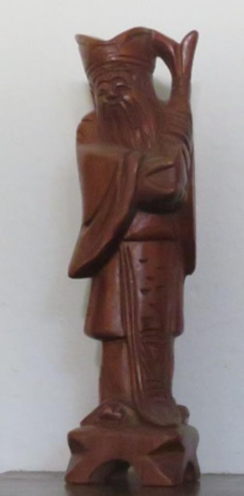 Houten beeld Chinese god  20,5 cm, Antiek en Kunst, Kunst | Beelden en Houtsnijwerken, Ophalen of Verzenden