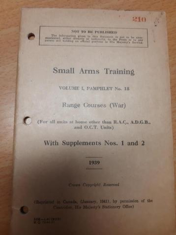 Small Arms Trainig RANGE COURS Canada 1941 beschikbaar voor biedingen