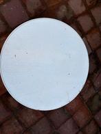 Leuk wit houten tafeltje - vintage-brocante, Huis en Inrichting, Tafels | Bijzettafels, Gebruikt, Rond, 75 cm of meer, Hout