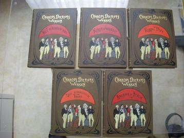 Charles Dickens Werken - 5 delen -  antiq. serie rond 1900 beschikbaar voor biedingen