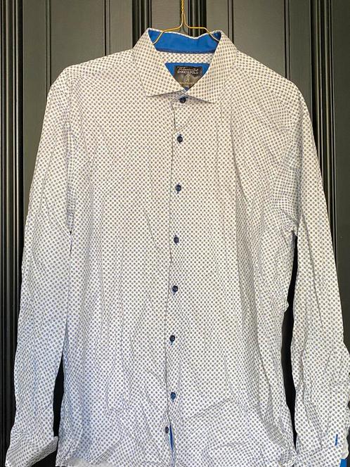 Vintage Enrico Polo overhemd Stippenprint patroon, Kleding | Heren, Overhemden, Zo goed als nieuw, Halswijdte 43/44 (XL), Wit