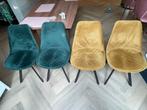 Set van 4 Kick Soof eetkamerstoelen - Groen & Goud, Huis en Inrichting, Stoelen, Ophalen, Gebruikt, Overige kleuren, Vier