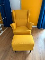 Ikea STRANDMON Armchair and footstool, Skiftebo yellow, Ophalen, Zo goed als nieuw