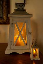 Grote houten lantaarn / windlicht wit (hoogte 48 cm), Ophalen, 25 tot 50 cm, Wit, Kandelaar