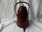 Brocante emaille Bruine Doofpot met porseleinen knop, Antiek en Kunst, Ophalen of Verzenden