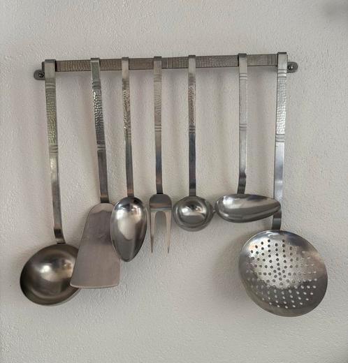 Vintage lepelrek hamerslag Sola Gero Zilmeta 8 delig, Huis en Inrichting, Keuken | Keukenbenodigdheden, Gebruikt, Ophalen of Verzenden