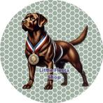 LF3762 icing frosting hond medaille 19cm eetbare taart print, Ophalen of Verzenden, Nieuw, Taarten, Versiering