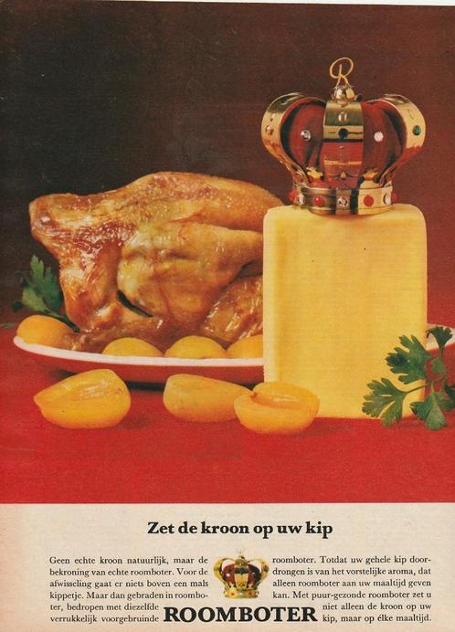 Retro reclame 1964 Roomboter zuivel kroon op de kip, Verzamelen, Retro, Overige typen, Verzenden