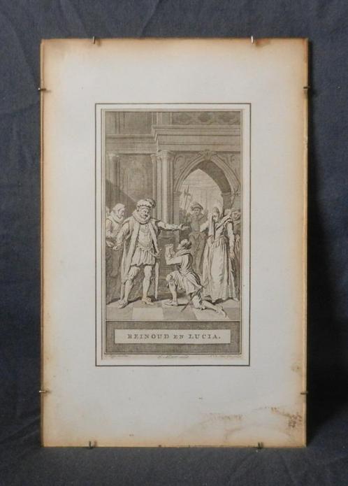 Gravure Reinoud en Lucia N vd Meer n J Buys ca 1778 8,2x14,5, Antiek en Kunst, Kunst | Etsen en Gravures, Ophalen of Verzenden
