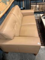 Beige tweezits leren bank, Ophalen, ., Tweepersoons, 75 tot 100 cm