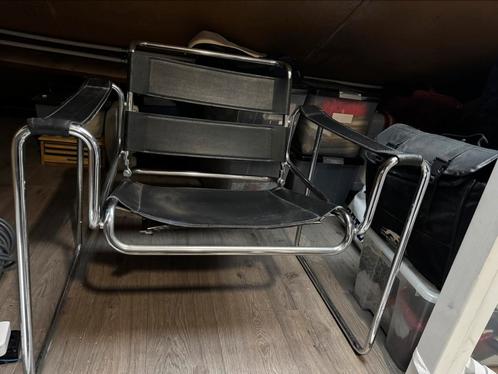 Vintage design fauteuil, Huis en Inrichting, Stoelen, Gebruikt, Eén, Leer, Zwart, Ophalen