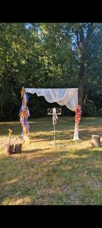 Backdrop incl doeken en bloemen, Ophalen of Verzenden, Zo goed als nieuw, Versiering, Geboorte of Huwelijk