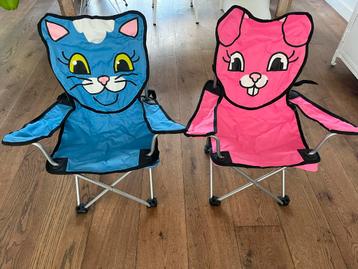 2 Kinder Camping Stoeltjes - Kat & Konijn beschikbaar voor biedingen