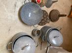 Diverse keukenspullen: emaille pannen, wok, Antiek en Kunst, Antiek | Emaille, Ophalen
