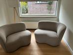 2x WOOOD fauteuil Stone zand geweven stof, Ophalen, Minder dan 75 cm, Zo goed als nieuw, 75 tot 100 cm