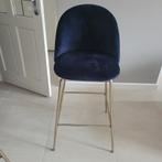 Set van 4 luxe barkrukken – goud | petrolblauw | zo goed als, Met voetsteun, 60 tot 90 cm, Ophalen of Verzenden, Zo goed als nieuw