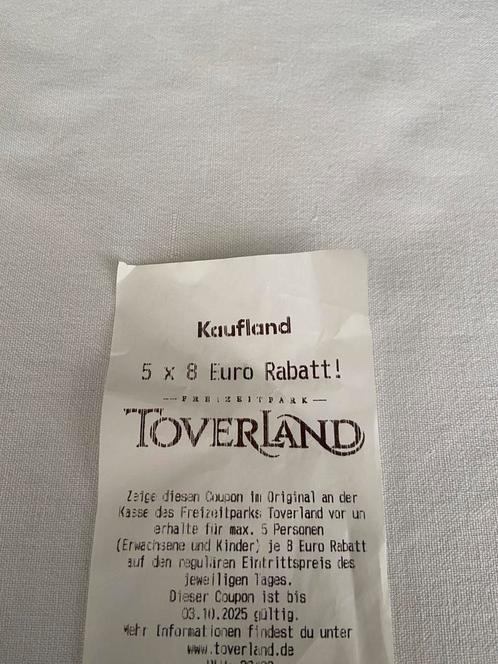 Toverland kortingsbonnen voor 5 pers., Tickets en Kaartjes, Kortingen en Cadeaubonnen, Drie personen of meer, Pretpark, Kortingsbon
