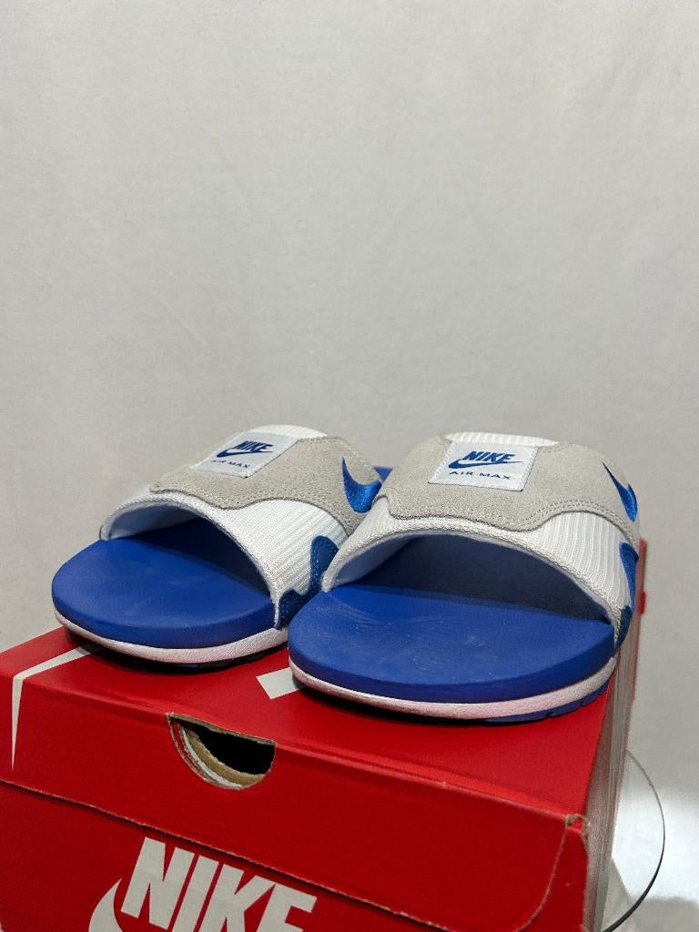 ALS NIEUW! Maat 46 - Nike Air Max 1 Slide Royal Blue, Slippers, Nike, Zo goed als nieuw, Nike
