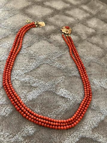 Prachtige Bloedkoraal ketting met zwaar gouden slot beschikbaar voor biedingen