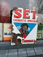 SET oud emaille reclamebord, Reclamebord, Gebruikt, ., Ophalen of Verzenden