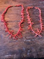 Bloedkoraal Halskettingen met 18 kt gouden en zilveren slot, Sieraden, Tassen en Uiterlijk, Antieke sieraden, Ophalen, Goud, Ketting