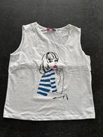 Asymmetrische Top / singlet / hemd wit met print mt 38, Maat 38/40 (M), Verzenden, Wit, Zo goed als nieuw