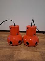 Vintage oranje  keramiek hanglampen, Huis en Inrichting, Lampen | Hanglampen, Ophalen of Verzenden, Zo goed als nieuw, Minder dan 50 cm
