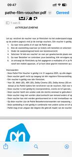 2 kaartjes bioscoop Pathe tm 31 augustus, Tickets en Kaartjes, Drie personen of meer, Overige soorten, Overige typen