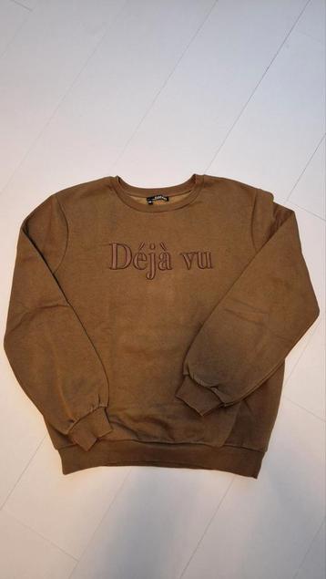Groen/bruine sweater met tekst (Déjà vu) Norah 38 beschikbaar voor biedingen