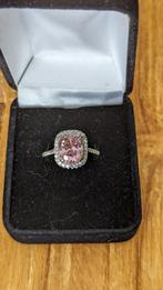 Zilveren ring met pink Morganite Diamond Cut steen., Ophalen of Verzenden, Dame, Zo goed als nieuw, Zilver